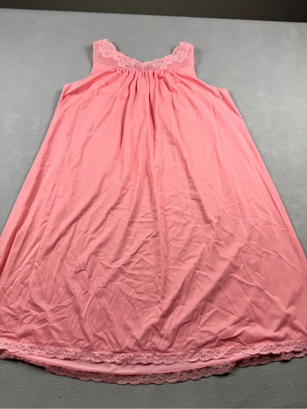 Vintage Shadowline Nightgown Robe Set Pink Lace Medium Silky 70’s Retro Classic
